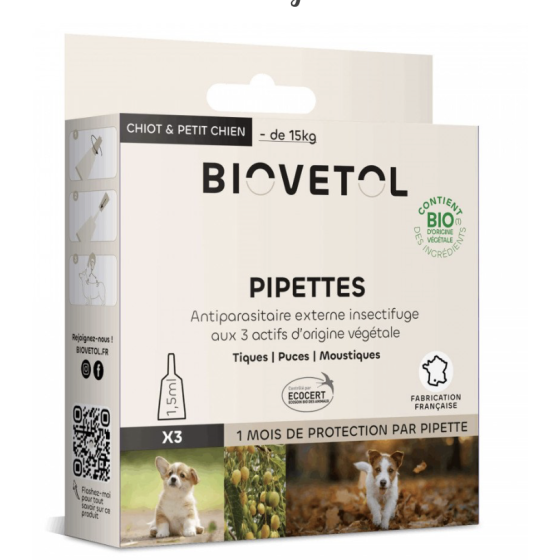 Pipettes anti insecte chiot / petit chien